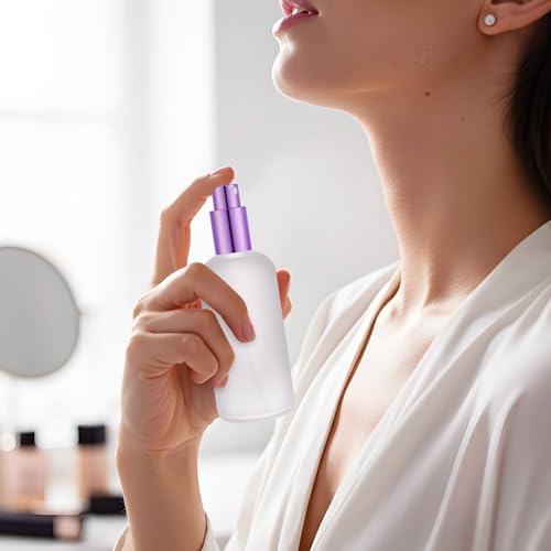 Roshtia 30 Pcs Glass Spray Bottle Clear Empty Bottles Small Refillable Reusable Perfume Bottle with Fine Mist Sprayer Pump for Face Body Travel(3.4 oz,Purple) - color: Purple, size: 3.4 oz