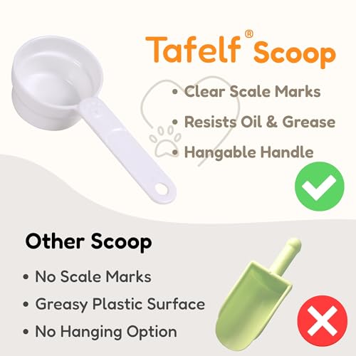 1/2 Cup Dog Food Scoop, Extra Long Handle Sturdy Melamine Pet Food Measuring Scoop with Clear Marking Lines, BPA-Free, Shatterproof, Dishwasher Safe (White, 1/2 Cup) - color: White, size: 1/2 Cup