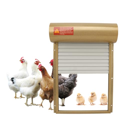 Automatic Chicken Coop Door Opener Battery Powered Timer LED Display with Programmable Controller for Chicken Duck Goose Poultry Coop (Gold) - color: Gold