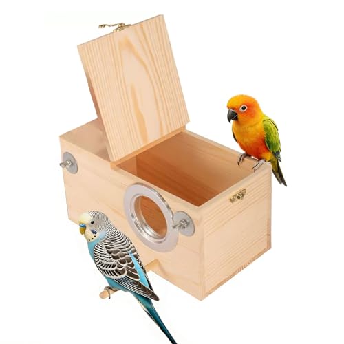 kathson Parakeet Nesting Box,Wood Bird Nest House for Cage,Parrots Breeding Mating Boxes,Budgie Nesting Box for Conure,Lovebirds,Finch,Canary,Small and Medium-Sized Birds（M） - size: M-9.84 x 5.11 x 5.11in