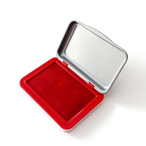 Ink Stamp Pad for Egg Date Marking, Black Red and Blue Colors Available, Metal Case (RED) - color: Red