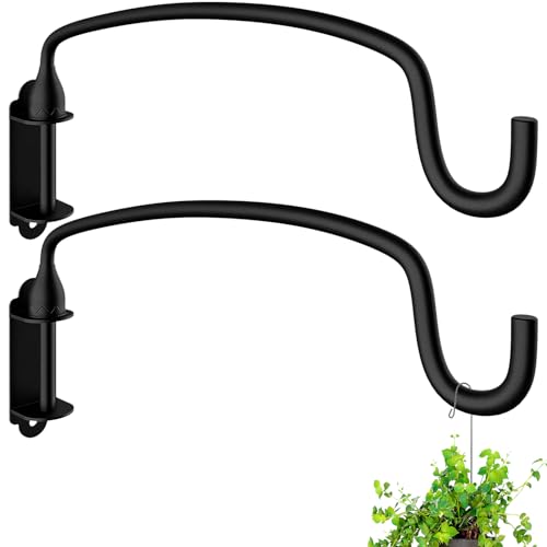 2 Pack Plant Hanger Bracket Wall Mounted Hooks for Hanging Bird Feeder, Flower Bracket, Anti Rust Metal Lanterns 12 Inches - color: Black, size: 12in 2Pack