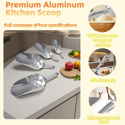 Ice Scoop, Heavy Duty Cast Aluminum, Ergonomic S-Curve Handle, Commercial Grade for Ice, Coffee, Popcorn, Flour, Sugar, Food-Grade & Rust-Proof Kitchen Tool (XL (38oz)) - size: XL (38oz)