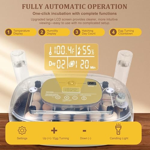 Gen III - 24 Egg Automatic Incubator, Stage-Based Adaptive Humidity with Auto-Refill, Stable Temp Control, Flexible Spacing, Adjustable Auto Turning & Lockdown, Custom Incubation Days, Candler, Alarm - size: 24 egg-green