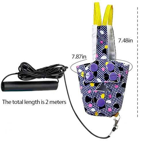Parrot Flight Suit with Elastic Leash, 2-in-1 Vest & Traction Set, Quick-Release Design, 2 Colors (Blue Heart/Black Heart), Polyester, 7.48x7.87in, for Budgie Cockatiel Lovebird (Black Heart) - color: Black Heart