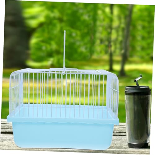 Garneck Portable Lightweight Bird Cage for Lovebirds and Small Animals Easy to Clean Travel Carrier Transparent Window for Parakeets and Cockatiels - color: Sky-blue