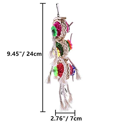 Litewoo Bird Chew Bell Toy Natural Straw Rattan Colorful for Parakeet Cockatiel African Grey Quaker Cockatoo Lovebird Caique Amazon Budgie Cage Accessories - color: Toy2