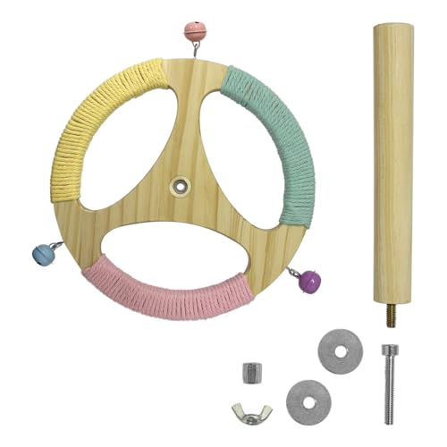 Bird Stand Perch Toy,Wooden Spinning Turntable Parrot Toy，Exercise Spinning Parakeet Toys for Birds Cage Accessories