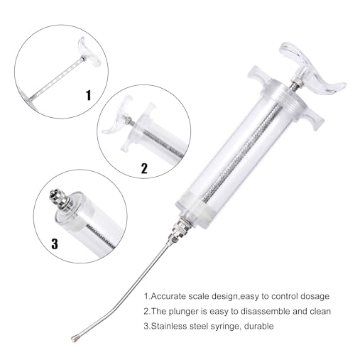50ML Baby Bird Feeding Syringe Set Pet Syringe | With 6 Pcs Curved Gavage Feeding Tubes and Bird Drinker Stainless Steel Metal Feeding Spoon for Baby Birds Parrot Small Pet - size: 50ML