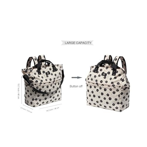 Diaper Tote Bag Totepack Backpack Crossbody Bag 3 in 1 for Women Laptop Backpack Multifunctional with Insulated Pockets - color: Corduroy Black Flower