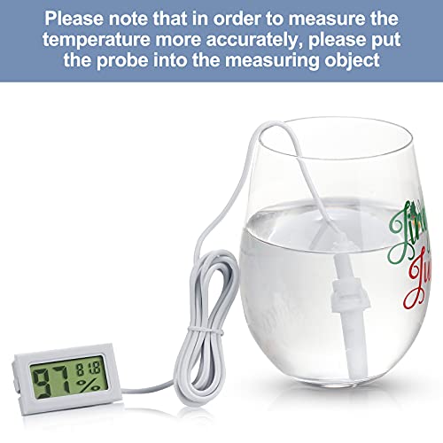 Weewooday 3 Pcs Digital Humidity Meter with Probe LCD Thermometer,White | Fahrenheit Display for Incubator Reptile Brooder Greenhouse, Remote Sensor Probe, Accurate Monitor for Chicken Coop Plant - size: White