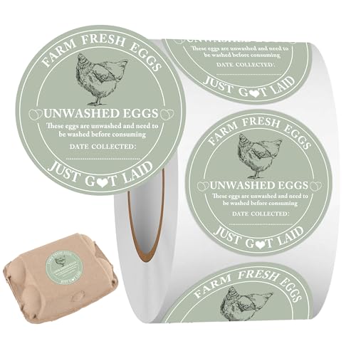 500 Pcs Egg Carton Stickers 2 inch Farm Fresh Unwashed Eggs Labels with Collected Date,Self Adhesive Packaging Stickers for Chicken - style: Farm Fresh Eggs Stickers