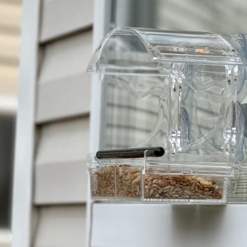 Window Bird Feeder with Strong Suction, Removable Tray & Clear Modern Design