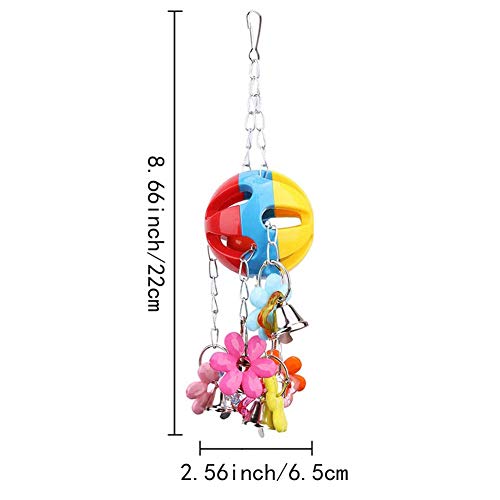 Bird String Ball Toy Parrot Pet Cage Toy Chew Bite with Hanging Swing Bell for Small Parakeet African Grey Cockatiel Cockatoo Finch Canary Cage Accessories … - color: C - Ball Toy