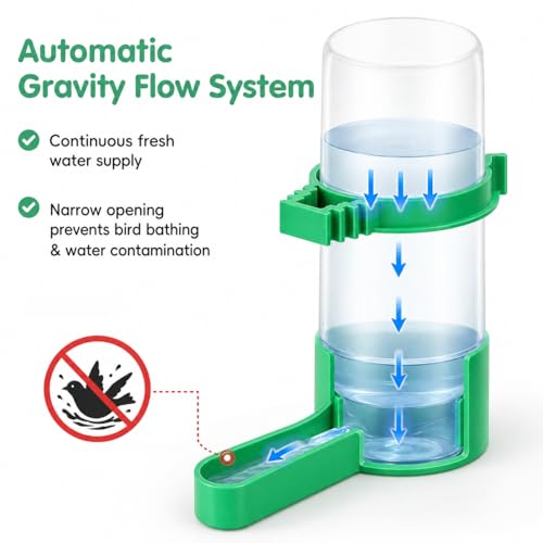 10 Pcs Mini Bird Water Dispenser for Cage, 2 OZ Automatic Gravity Bird Waterer Feeder Bottle, No Mess Small Parrot Drinking Bowl for Finch, Canary, Budgie, Quail, Breeding Aviary Supplies