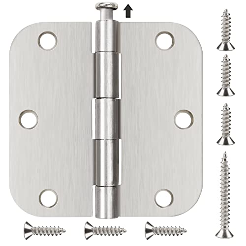 TDCHINGES Residential Brushed Nickel Door Hinges 3.5" X 3 1/2" 5/8" Radius | 48 Pack Rounded No Squeak Exterior Interior Standard Bifold Bedroom Study Lightweight Wood Doors Hardware DIY Home Essentials - color: Satin Nickel, size: 48 Pack--no squeak