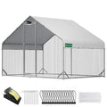 CHIKENCOOP 9.8x6.5x6.5ft Metal Chicken Coop, Hardware Cloth, Solar Light | One-room walk-in chicken run with galvanized hardware cloth, full-top waterproof UV-resistant cover, and 3-mode solar light - size: 118.0"L x 80.0"W x 80.0"H