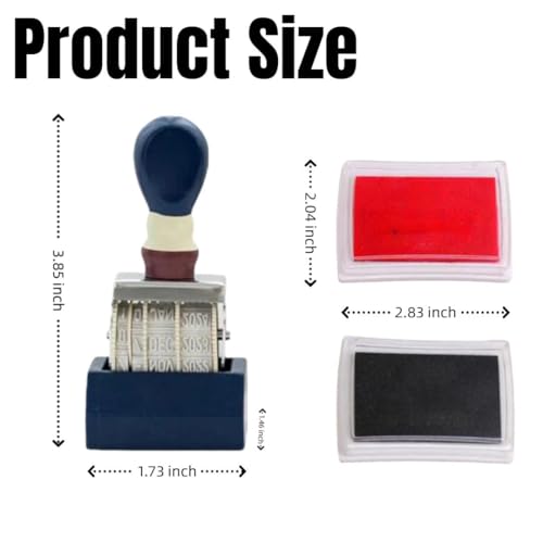 Date Stamp for Eggs and Office Use, Egg Date Stamp with Black and Red Ink Pads, Rotating Dates Stamper for Fresh Eggs, Chickens, Ducks, Turkeys, Geese, and Office Documents (Blue) - color: Blue