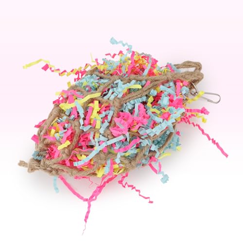 Hypeety Bird Shredding Foraging Toy Parrot Cage Hanging Paper Chew Toy | Colorful paper roll shredder, refillable and interactive, climbing for parakeets/cockatiels/conures, cage supply accessories - color: Shredding Toy