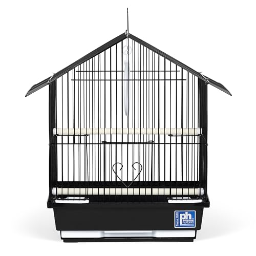 Prevue Pet Parakeet Manor Bird Cage with Handle - Versatile Carrier for Home or Travel, Small Bird Accessories, Easy Storage, Ideal for Canaries, Budgies, Finches, Parakeets, and More - Black | Versatile Carrier for Home or Travel, Small Bird Accessories,