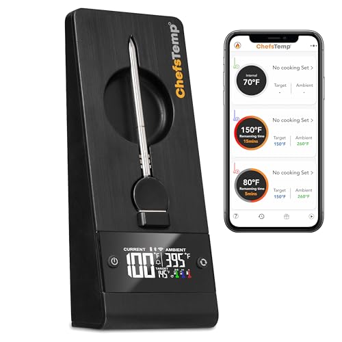 ProTemp Plus Next-Gen Wireless Meat Thermometer Digital | Unlimited Range Bluetooth & WiFi Enabled Smart Cooking Grilling Smoker BBQ Oven Kitchen Rotisserie (Stand + 1 Probe)