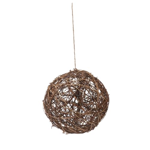 Sosoport DIY Hummingbird Nesting Material Holder for Outdoor Birds Rattan Ball Feeder Nesting Naterual Holder Bird House Accessory