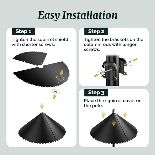 19 Inch Squirrel Baffle for Bird Feeder Pole, Fits 0.67" to 1.38" Poles, Wrap Around Bird House Guard, Heavy Duty Weatherproof Outside Squirrel Stopper for Shepherd Hooks,