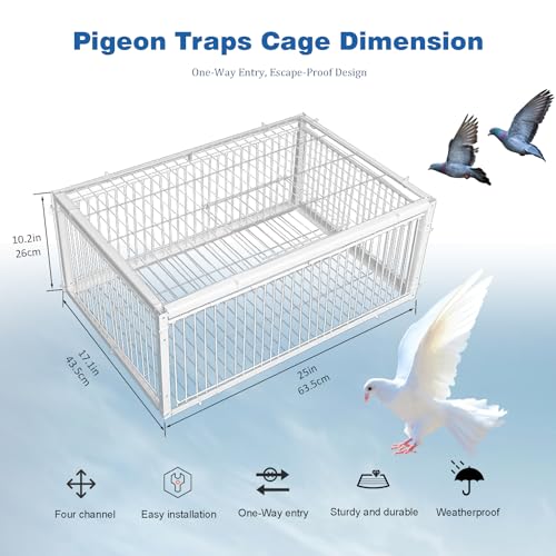 Pigeon Trap Cage with Escape-Proof Design Chicken Trap Bird Cage with One Way Entrance for Sparrows Quails Bird Chick and Duckling (23.6”L x 15.75” W x 10.24 ”H) - size: 23.6”L x 15.75” W x 10.24 ”H