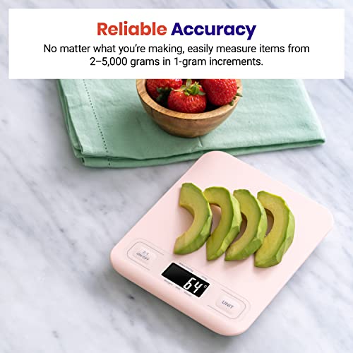 Etekcity Food Kitchen Scale, Digital Grams and Ounces, Medium | Tare function, ideal for baking, weight loss, keto, meal prep, packages, liquids and jewelry, Pink - color: Pink