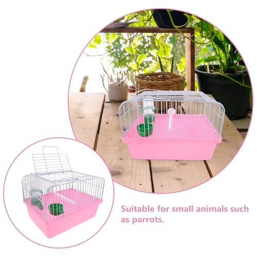 Toddmomy Portable Bird Travel Cage for Small Birds Parrots Lovebirds with Perch Food Box Water Dispenser 9.29X6.57X9.29 Inches - color: Pink