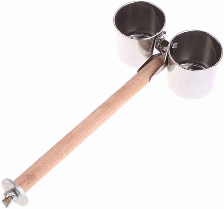 Litewoo Stainless Steel Bird Feeding Cups with Clip for Parrot Cage | 304 stainless steel, durable & rustproof, clip-on design prevents tipping, for parakeet/cockatiel/conure, 2 cups