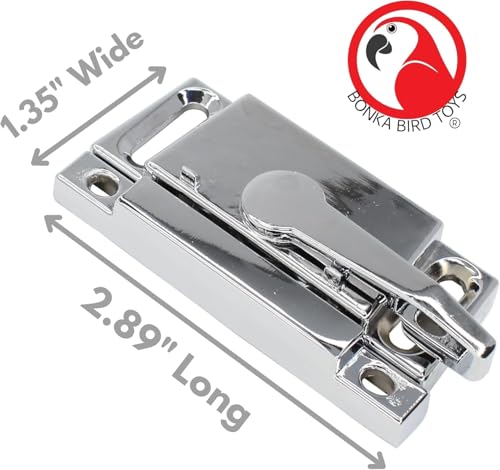 30001H Half Circle Lock for Bird Cages, Durable and Lightweight Bird-Safe Lock with Reflective Finish, Easy 2-Part Installation, Ideal for Cage Door Security (Pack of 2) - size: Pack of 2