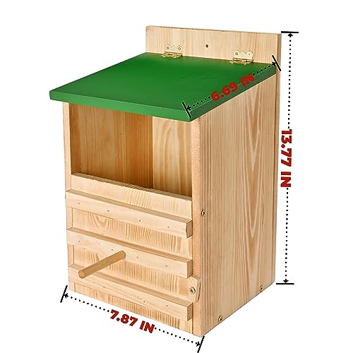 Owl House Owl Box with Bird Stand Design, Owl Nesting Box | Barn, Screech Houses Cedar with Shavings for Outside Wildlife Lovers,Cozy House for Lovely Birds - Easy Assembly Required - color: Wood color