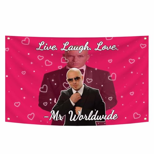 Live Laugh Love Pink Flag 3X5 Feet Mr Worldwide Banner College Dorm | Living Room,Man Cave Frat Wall Outdoor Decor,With 4 Brass Grommets - color: G6