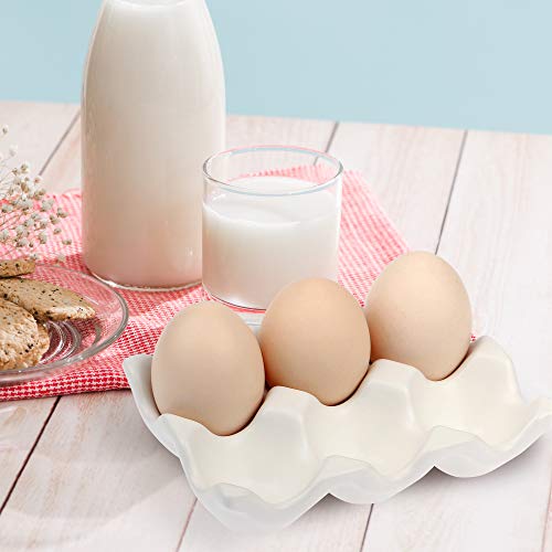 6 Cups Egg Tray Serveware, Eggs Dispenser, Egg Holder Set Kitchen Restaurant Fridge Storage Decorative Accessory (White,2 pack)