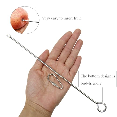 2pcs Hanging Bird Treat Skewer Parrot Fruit Feeder, 10.2 Inch Stainless Steel Bird Fruit Fork Food Holder Foraging Toy for Parrot Parakeet Conure, LXLVOUEG - size: Ring-10.2inches-2P