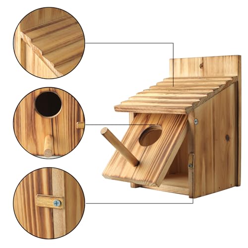 Bird Houses for Outside，Wooden Birdhouse with Open House Design - Perfect Nesting Box for Bluebirds - Assembly Required - Ideal for Outside - Blue Bird House for Outdoor Clearance - color: Classic