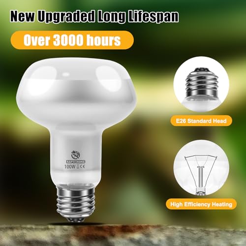Reptile Heat Lamp 4Pack 100W, Intense Basking Spot Light Bulb with UVA, Simulate Natural Daylight Heat Bulb for Reptile, Turtle, Bearded Dragon, Lizard, Tortoise, Gecko, Snake - color: Intense Light, size: Intense 4*100