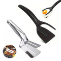Kitchen Spatula Set of 2, Black Nylon Egg Flipper Turner- Pancake Spatula Stainless Steel, Dishwasher Safe, 2-Piece Multipurpose for Cooking, Breakfast and BBQ (2, Black and Silver)