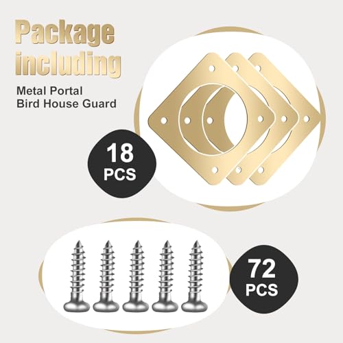 Hotop 18 Pcs 1 1/2'' Opening Metal Bird House Guard Portal Bird House Hole Protector with Copper Open Protector Guards for Eastern Bluebird Rooms Sparrow Houses(Opening) - size: 1 1/2'', style: Opening