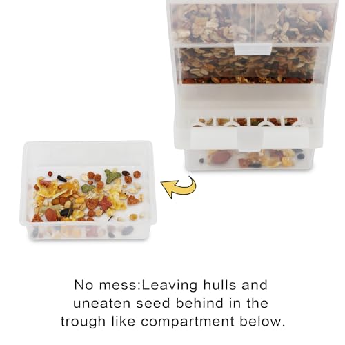 Hypeety Automatic Bird Feeder No Mess Parakeet Cage Seed Food Dispenser | Seed food container perch, anti-scatter design, auto clear acrylic food bowl, easy to hang and clean, for small/medium birds