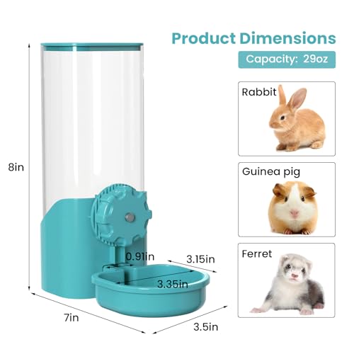 Rabbit Water Bottle for Cage Crate, 29oz No Drip Hanging Automatic Pet Water Dispenser for Small Animal Guinea Pig Bunny Chinchilla Ferret Hedgehog Puppy Cat (Blue) - color: Blue