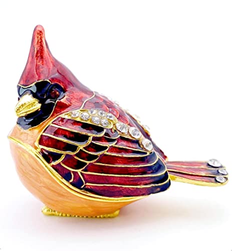 Elegant Cardinal Bird Jewelry Trinket Boxes Hinged .Keepsake Ring Box Necklace Earrings Organizer.Cardinals Gifts for Women Bird Figurines Home Decor. | ring earring organizers stroage,small keepsake,memorial red bird figurine decor - color: B-Cardinal Re