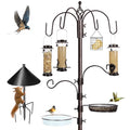 YINGYM 6-Hook Bird Feeding Station Kit with Squirrel Baffle, 94 Inch | Wild Bird Feeder Pole, Multi-Feeder Hanging Kit Stand with Bird Bath, Mesh Tray and Baffle Guard for Patio, Lawn & Garden - size: 94 Inches with Squirrel Baffle