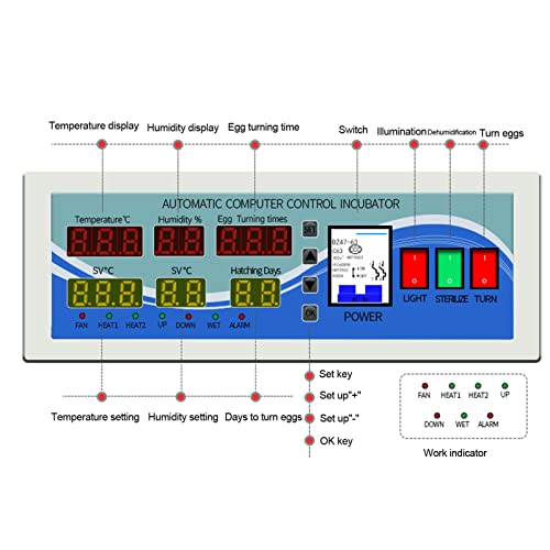 XM-18G Egg Incubator Controller 110V Automatic Control System Poultry | Temperature Humidity Sensor Controller with Sensor Probe for Chicken Goose Duck