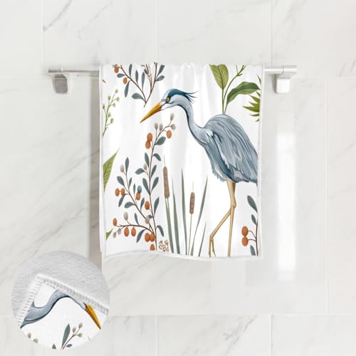 senya Heron Bird Swamp Plants Hand Towel Ultra Soft Luxury Towels for Bathroom 30"x15" - color: Multi 7