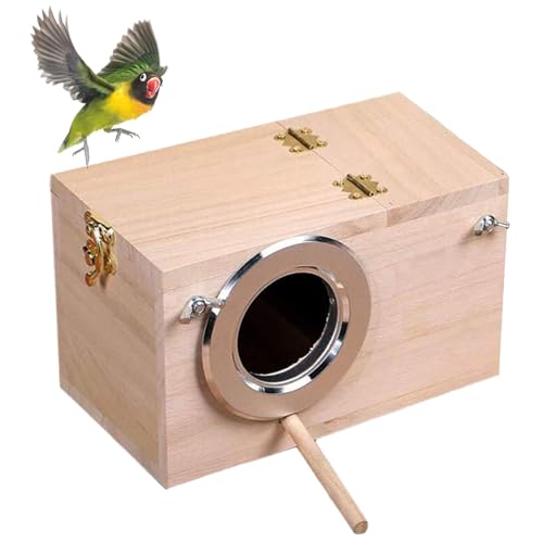 Parakeet Nesting Box, Bird Nest Breeding Box Cage Wood House for Finch Lovebirds Cockatiel Budgie Conure Parrot (M:9.8"×5.1"×5.3") - size: Medium: 9.8" x 5.1" x 5.3"