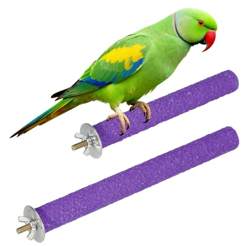 Bird Cage Perch, Colorful Parrot Grinding Claw Sticks, Platform Paw Stand Toy 6/8 Inch, (Wooden, Purple, 2Pcs), Intended for Small Medium Birds/Parrots/Finches/Lovebird - color: Purple, size: 6/8 Inch