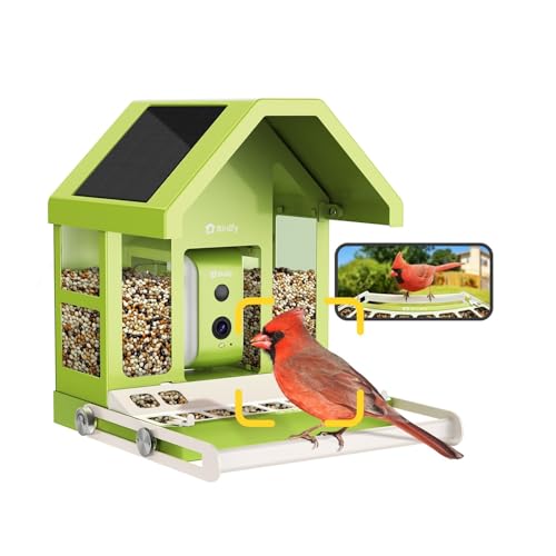 Smart Bird Feeder with Camera, Durable Metal Feeders for Outdoors, Auto-Identify & Record Video, Instant Alert, Live Bird Watching Camera Solar, Gifts for Backyard Birder (AI Lifetime Free) - style: AI Lifetime Free