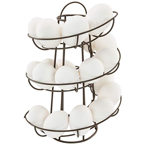Egg Skelter Deluxe – Modern Spiraling Dispenser Rack, Brown, Stylish Kitchen Storage for Eggs - color: Brown